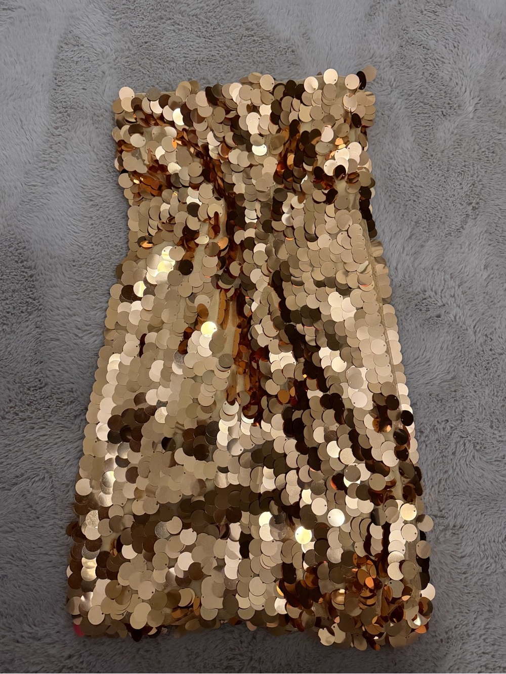 RNWY Gold Sequin Strapless Mini Dress
